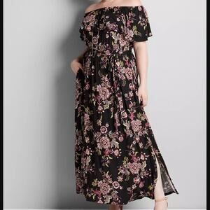 Lane Bryant 4-in-1 Convertible Maxi Dress Plus 18/20 NWT Off Shoulder Paisley